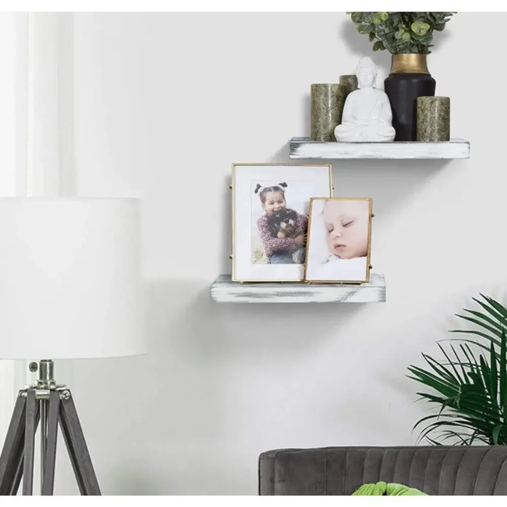 AHDECOR Rustic Wooden Floating Shelves Wall Mounted Shelf Display Ledge Storage